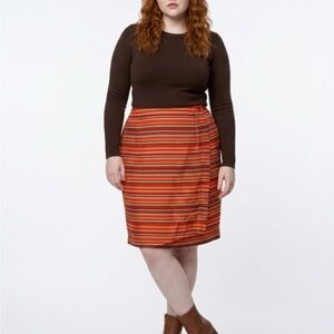 Chaus Silk Skirt, Painted Stripe, Faux Wrap